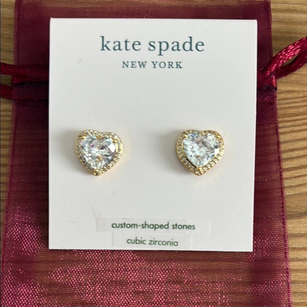 Kate Spade Heart Earrings with Cubic Zirconia. NWT ❤️🩷❤️
